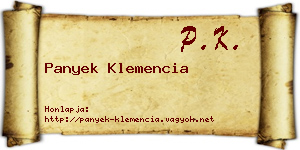 Panyek Klemencia névjegykártya